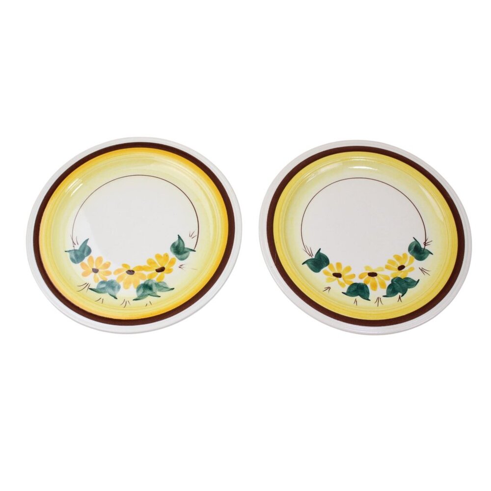 2 Vernon Kilns Brown Eyed Susan Salad Plate  Vernonware 93576